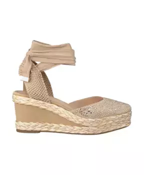 Босоножки на танкетке со стразами Alma En Pena, бежевый