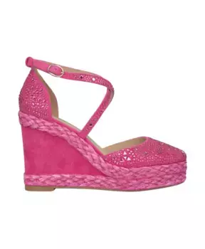 Босоножки на танкетке со стразами Alma En Pena, розовый