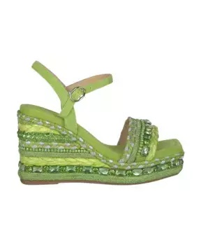 Босоножки на танкетке со стразами Alma En Pena, зеленый