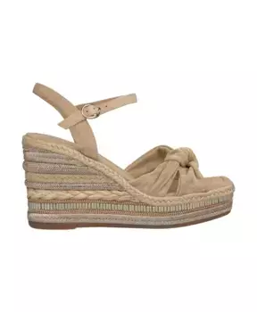 Босоножки на танкетке со стразами и плетеной деталью Alma En Pena, бежевый