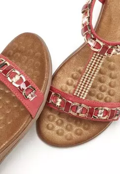 Босоножки на танкетке Vivance, красный