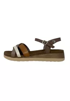 Босоножки на танкетке XTI, темно коричневый