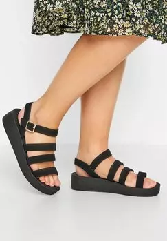 Босоножки на танкетке Yours Clothing, черный