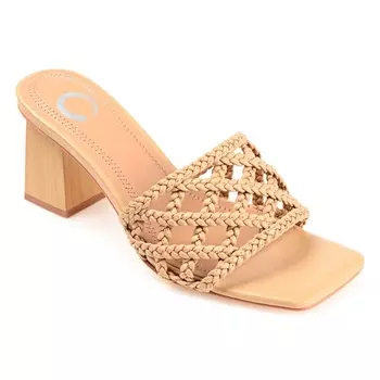 Босоножки на толстом каблуке Evvie от Journee, tan synthetic