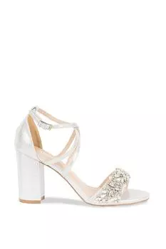 Босоножки на высоком блочном каблуке с вышивкой Hira Paradox London, серебро