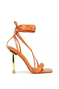 Босоножки на высоком каблуке 'Rayne' на квадратном каблуке со шнуровкой и ремешками XY London, оранжевый