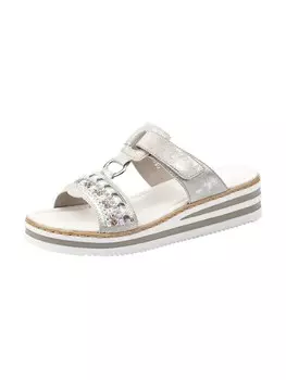 Босоножки на высоком каблуке Rieker Mules, серебряный