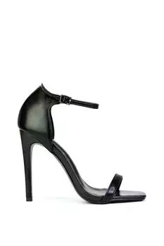 Босоножки на высоком каблуке с квадратным носком и ремешками на шпильке 'Bambi' для вечеринок XY London, черный