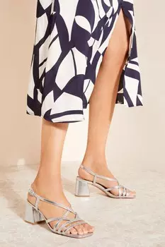 Босоножки на высоком каблуке с ремешками Friends Like These, серебряный