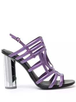 Босоножки на зеркальном каблуке Ferragamo, фиолетовый