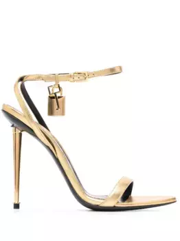 Босоножки Padlock 115 с эффектом металлик TOM FORD, золотой