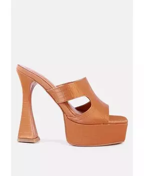 босоножки PDA на платформе с крокодилом на высоком каблуке London Rag, бежевый