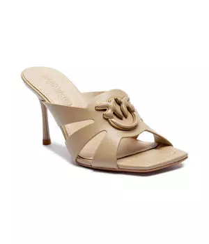 Босоножки Pinko кожаные на шпильке, бежевый