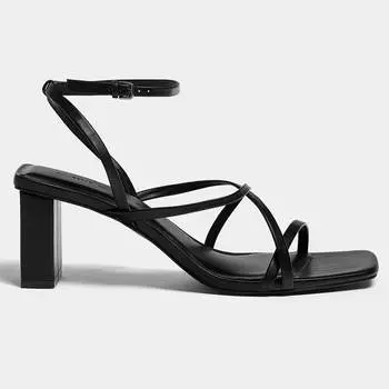Босоножки Pull&Bear Heeled With Crossover Straps, черный