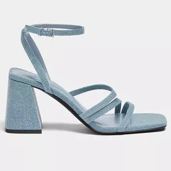 Босоножки Pull&Bear Strappy Denim High-Heeled, деним