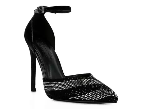 Босоножки Rag & Co на высоком каблуке с закрытой пяткой и ремешком, черный