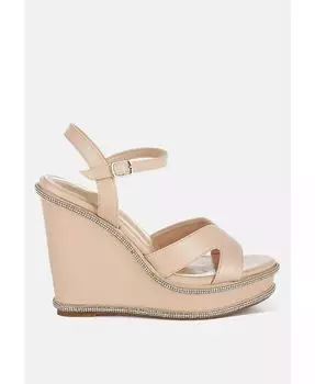 Босоножки Regina на танкетке, украшенные стразами London Rag, коричневый/бежевый