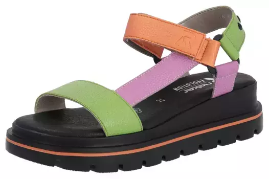 Босоножки Rieker EVOLUTION на танкетке, летняя обувь, босоножки, на платформе, с практичной застежкой-липучкой, цвет Multi