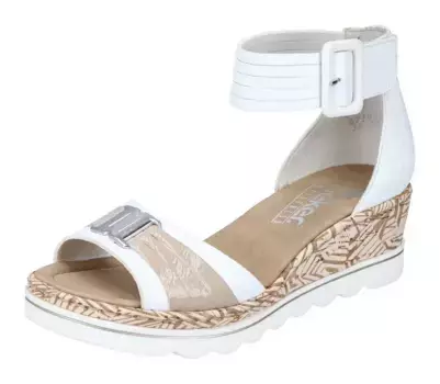 Босоножки Rieker на танкетке, летняя обувь, босоножки, танкетка, с принтом на подошве, цвет Wei-Kombiniert