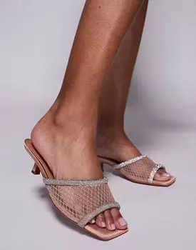 Босоножки River Island со стразами светло-розового цвета