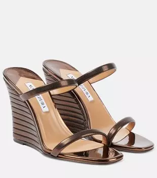 Босоножки riviera 95 на танкетке из искусственной кожи Aquazzura, коричневый