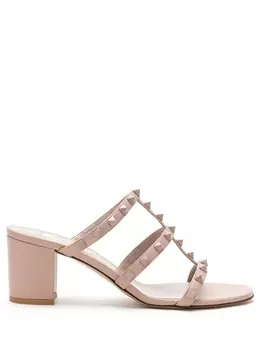 Босоножки Rockstud на блочном каблуке с ремешками Valentino Garavani, розовый