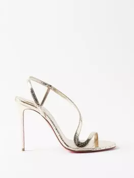 Босоножки rosalie 100 из кожи металлик Christian Louboutin, золото