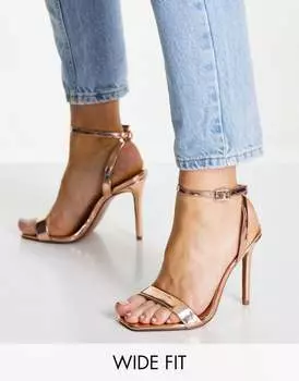 Босоножки розового золота с едва заметным каблуком ASOS DESIGN Wide Fit Neva