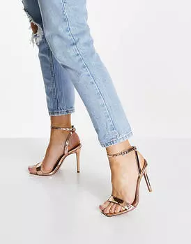 Босоножки розового золота с едва заметным каблуком ASOS DESIGN Wide Fit Neva