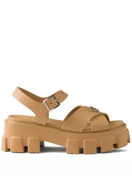 Босоножки с эмалированным логотипом Prada, желтый