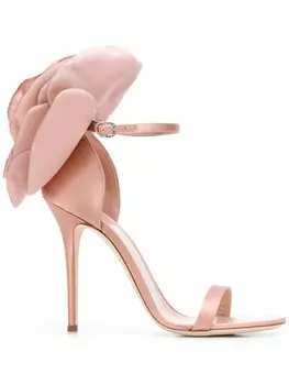 Босоножки с аппликацией в виде пиона Giuseppe Zanotti, розовый