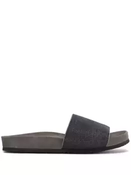 Босоножки с декором Monili Brunello Cucinelli, серебяный