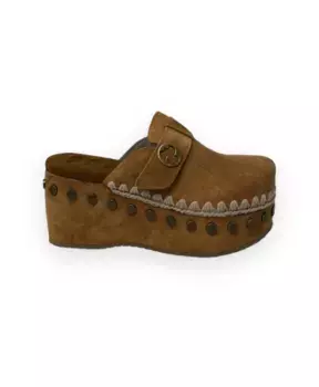 Босоножки с деревянным ремешком Mou, коричневый