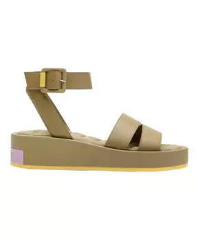 Босоножки с кожаным ремешком и танкеткой Hoff, зеленый