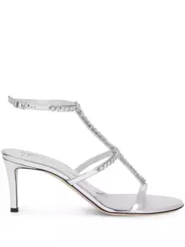 Босоножки с кристаллами Giuseppe Zanotti, серебяный