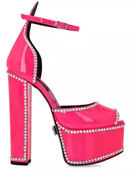 Босоножки с кристаллами Philipp Plein, розовый