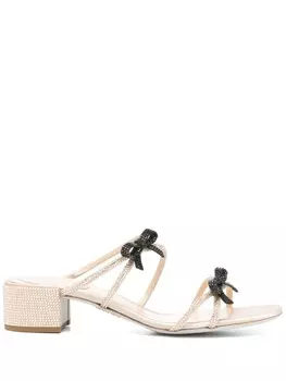 Босоножки с кристаллами Ren Caovilla, нейтральный цвет