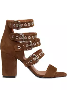 Босоножки с люверсами и пряжками Via Roma 15, коричневый