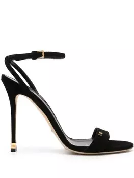 Босоножки с металлическим логотипом Elisabetta Franchi, черный