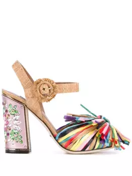 Босоножки с отделкой бахромой DOLCE & GABBANA, розовый