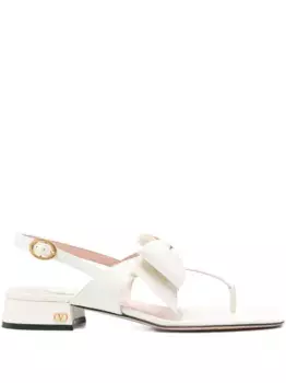 Босоножки с открытой пяткой, украшенные бантом VALENTINO GARAVANI, нейтральный