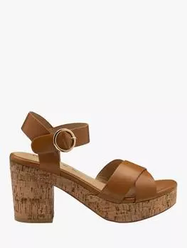 Босоножки с открытым носком на массивном каблуке в генте Ravel, желто-коричневый