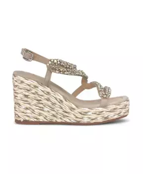 Босоножки с перекрестными ремешками и стразами Alma En Pena, бежевый