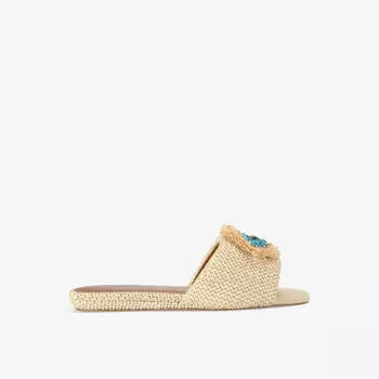 Босоножки с плетением из рафии и глазками Kurt Geiger London, бежевый