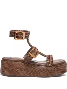 Босоножки с плетеными ремешками Casadei, коричневый