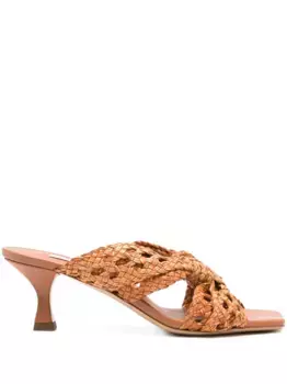 Босоножки с плетеными ремешками Casadei, коричневый