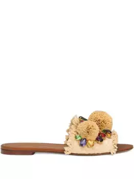 Босоножки с помпонами DOLCE & GABBANA, нейтральный