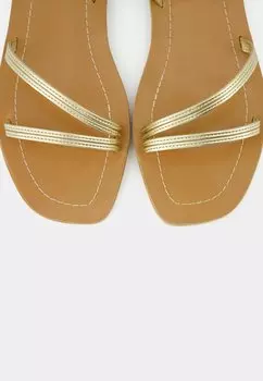 Босоножки с ремешком Bershka, золотого цвета