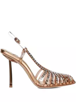 Босоножки с ремешком на пятке и кристаллами Le Silla, золотой