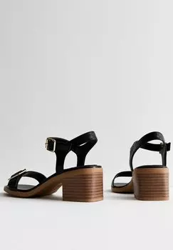 Босоножки с ремешком Wide Fit Buckle Block New Look, черный